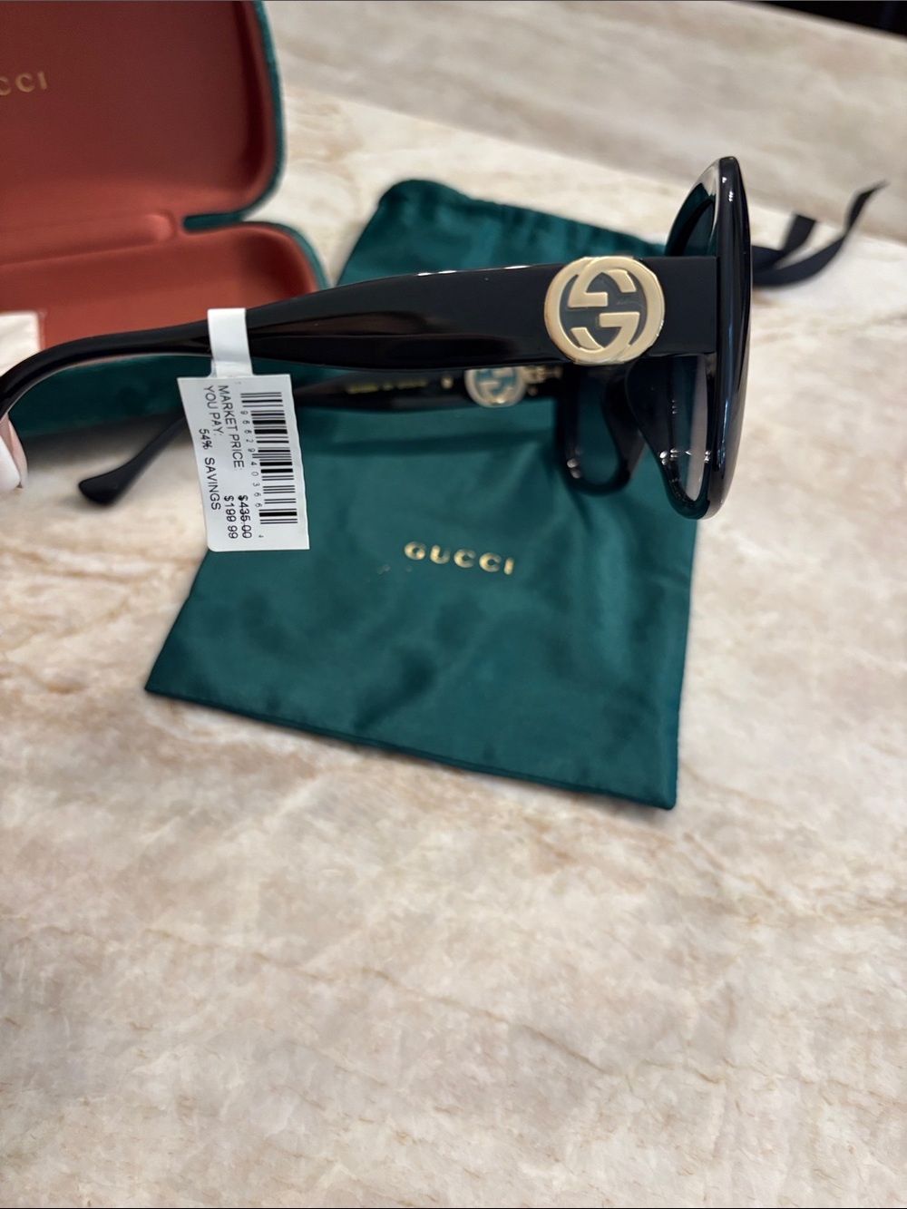 Gucci Black Oversized Square Sunglasses with Dark Lenses - Picture 4 of 5